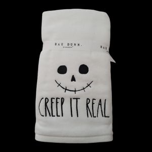 Rae Dunn Halloween White Creep It Real Hand Towels - 2PC Set NWT